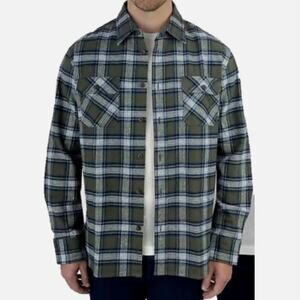 JACHS New York  Flannel Shirt , Green Plaid Size Medium
